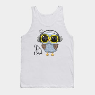 Cute owl with sunglasses and headphones Tank Top